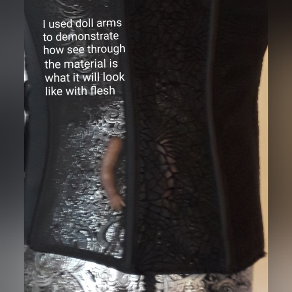 Maidenform Flocked Mesh Corset, Black, Size Small. - Picture 7 of 10